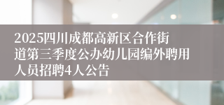 2025四川成都高新区合作街道第三季度公办幼儿园编外聘用人员招聘4人公告