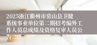 2025浙江衢州市常山县卫健系统事业单位第二期招考编外工作人员总成绩及资格复审人员公告二