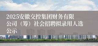 2025安徽交控集团财务有限公司（筹）社会招聘拟录用人选公示