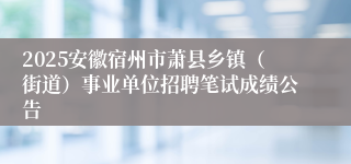 2025安徽宿州市萧县乡镇（街道）事业单位招聘笔试成绩公告