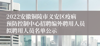 2022安徽铜陵市义安区疫病预防控制中心招聘编外聘用人员拟聘用人员名单公示