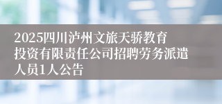 2025四川泸州文旅天骄教育投资有限责任公司招聘劳务派遣人员1人公告