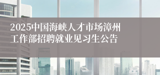 2025中国海峡人才市场漳州工作部招聘就业见习生公告