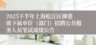2025下半年上海松江区泖港镇下属单位（部门）招聘公共服务人员笔试成绩公告