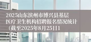 2025山东滨州市博兴县基层医疗卫生机构招聘报名情况统计（截至2025年8月25日17:00）