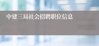 中建三局社会招聘职位信息