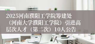 2025河南濮阳工学院筹建处（河南大学濮阳工学院）引进高层次人才（第二次）10人公告