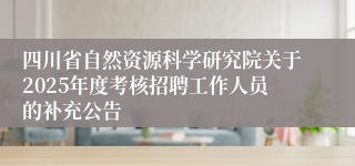 四川省自然资源科学研究院关于2025年度考核招聘工作人员的补充公告