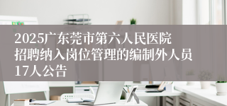 2025广东莞市第六人民医院招聘纳入岗位管理的编制外人员17人公告