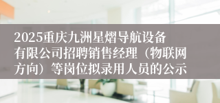 2025重庆九洲星熠导航设备有限公司招聘销售经理（物联网方向）等岗位拟录用人员的公示