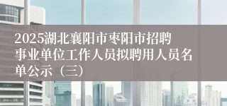 2025湖北襄阳市枣阳市招聘事业单位工作人员拟聘用人员名单公示（三）