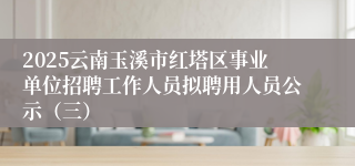 2025云南玉溪市红塔区事业单位招聘工作人员拟聘用人员公示（三）
