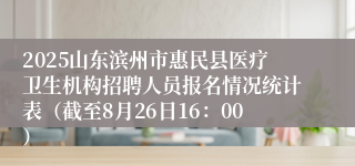2025山东滨州市惠民县医疗卫生机构招聘人员报名情况统计表（截至8月26日16：00）