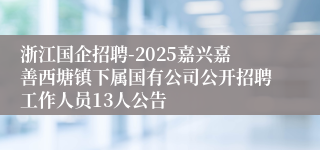 浙江国企招聘-2025嘉兴嘉善西塘镇下属国有公司公开招聘工作人员13人公告
