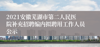 2021安徽芜湖市第二人民医院补充招聘编内拟聘用工作人员公示