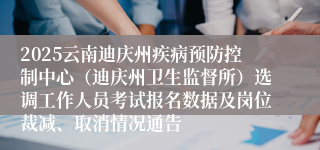 2025云南迪庆州疾病预防控制中心（迪庆州卫生监督所）选调工作人员考试报名数据及岗位裁减、取消情况通告