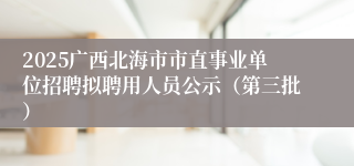 2025广西北海市市直事业单位招聘拟聘用人员公示（第三批）