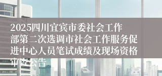2025四川宜宾市委社会工作部第二次选调市社会工作服务促进中心人员笔试成绩及现场资格审查公告