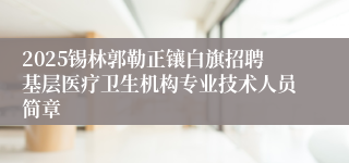 2025锡林郭勒正镶白旗招聘基层医疗卫生机构专业技术人员简章