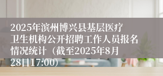 2025年滨州博兴县基层医疗卫生机构公开招聘工作人员报名情况统计（截至2025年8月28日17:00）