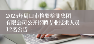 2025年周口市检验检测集团有限公司公开招聘专业技术人员12名公告