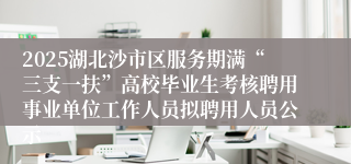2025湖北沙市区服务期满“三支一扶”高校毕业生考核聘用事业单位工作人员拟聘用人员公示