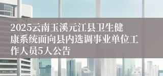 2025云南玉溪元江县卫生健康系统面向县内选调事业单位工作人员5人公告