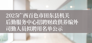 2025广西百色市田东县机关后勤服务中心招聘财政供养编外司勤人员拟聘用名单公示