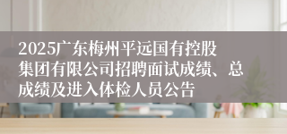 2025广东梅州平远国有控股集团有限公司招聘面试成绩、总成绩及进入体检人员公告