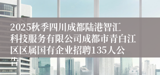 2025秋季四川成都陆港智汇科技服务有限公司成都市青白江区区属国有企业招聘135人公告