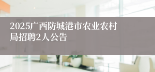 2025广西防城港市农业农村局招聘2人公告
