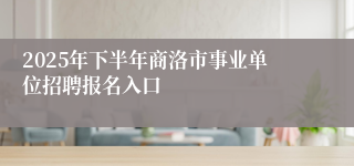 2025年下半年商洛市事业单位招聘报名入口