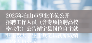 2025年白山市事业单位公开招聘工作人员（含专项招聘高校毕业生）公告靖宇县岗位自主就业退役大学生士兵笔试初始成绩加分人员公示