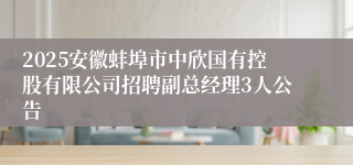 2025安徽蚌埠市中欣国有控股有限公司招聘副总经理3人公告