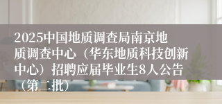 2025中国地质调查局南京地质调查中心（华东地质科技创新中心）招聘应届毕业生8人公告（第二批）