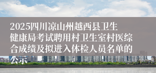 2025四川凉山州越西县卫生健康局考试聘用村卫生室村医综合成绩及拟进入体检人员名单的公示