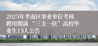 2025年孝南区事业单位考核聘用期满 “三支一扶”高校毕业生13人公告