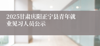 2025甘肃庆阳正宁县青年就业见习人员公示