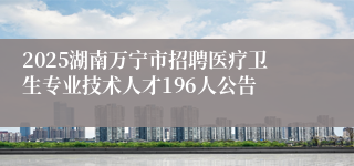 2025湖南万宁市招聘医疗卫生专业技术人才196人公告