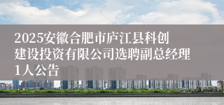 2025安徽合肥市庐江县科创建设投资有限公司选聘副总经理1人公告