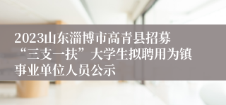 2023山东淄博市高青县招募“三支一扶”大学生拟聘用为镇事业单位人员公示