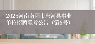 2025河南南阳市唐河县事业单位招聘联考公告（第6号）