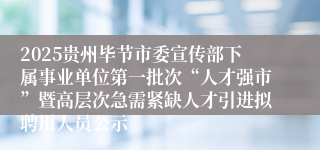 2025贵州毕节市委宣传部下属事业单位第一批次“人才强市”暨高层次急需紧缺人才引进拟聘用人员公示
