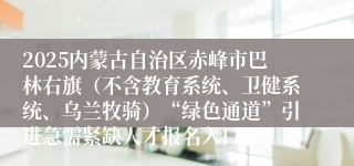 2025内蒙古自治区赤峰市巴林右旗（不含教育系统、卫健系统、乌兰牧骑）“绿色通道”引进急需紧缺人才报名入口