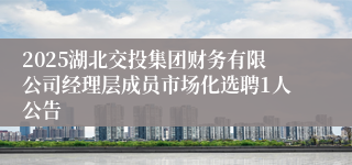 2025湖北交投集团财务有限公司经理层成员市场化选聘1人公告