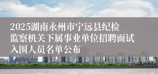 2025湖南永州市宁远县纪检监察机关下属事业单位招聘面试入围人员名单公布