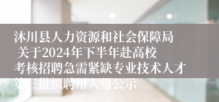 沐川县人力资源和社会保障局  关于2024年下半年赴高校考核招聘急需紧缺专业技术人才第三批拟聘用人员公示