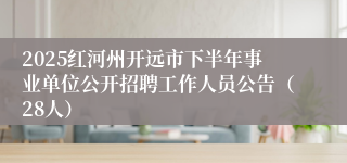 2025红河州开远市下半年事业单位公开招聘工作人员公告（28人）