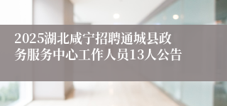 2025湖北咸宁招聘通城县政务服务中心工作人员13人公告      