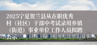 2025宁夏贺兰县从在职优秀村（社区）干部中考试录用乡镇（街道）事业单位工作人员拟聘公示